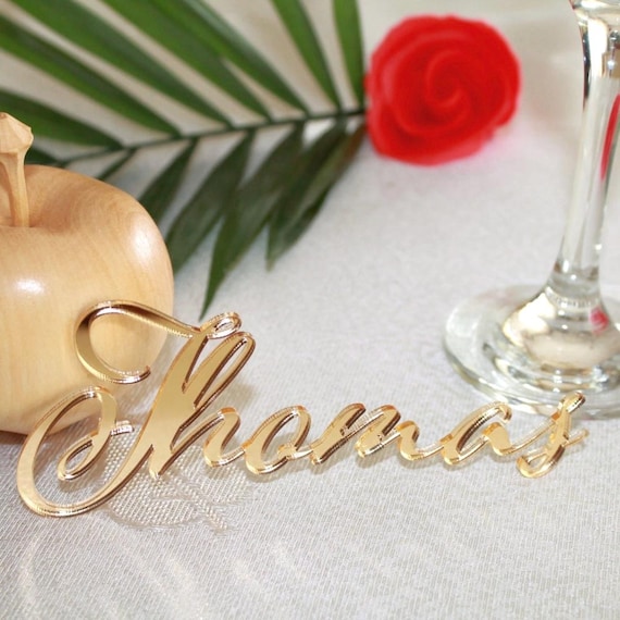 Custom Wedding Acrylic Laser Cut Names | Personalized Place Setting | Name Tags for Party Decor