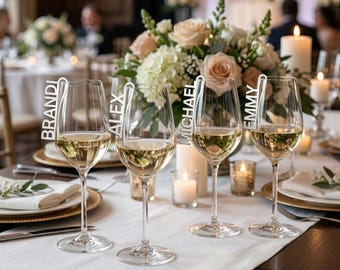 Personalized Drink Tags for Glasses, Custom Stainless Steel Name Charms for Weddings