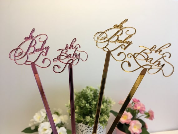 Oh Baby Party Picks Baby Shower Gender Reveal Party Decor New Baby Decoration It's a Girl It's a Boy Cute Cupcakes Topper Centerpiece Sticks