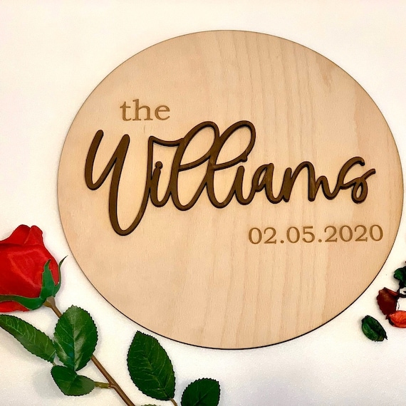 Custom Wood Sign Last Name Sign Personalized Wooden Family Name Sign Wedding Gift Anniversary Gift for Couples Est. Sign Wall Hanging Sign