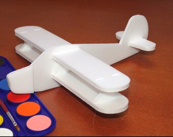 DIY Painting Aeroplane | Airplane toy Gift for Boys | Small white air jet | Baby Shower Party Birthday gift | Children plane | Foam craft