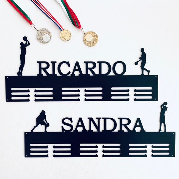 Personalized Basketball Medal Holder & Custom Name Custom Metal Hanger Sports Medal Display Rack for Awards, For Men or Women Male or Female