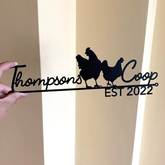 Personalized Chicken Coop Custom Family Name Plaque Farm Sign Metal Wall Decor Housewarming Gift Established Date Outdoor Sign, Garden, Barn