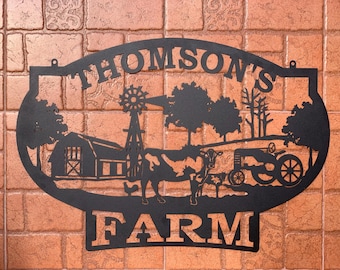 Personalized Farm Name Metal Sign - Farmhouse Wall Art - Custom Design Available