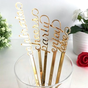 Custom Drink Stirrers – Personalized Name Swizzle Sticks for Weddings & Parties, Cocktail Picks