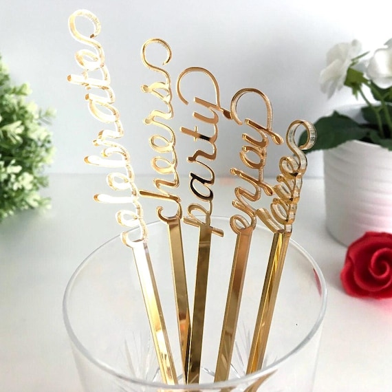 Personalized swizzle stir sticks Name drink stirrer Bridal shower Custom name tag Wedding decor Mother's Day Table centerpiece Party picks