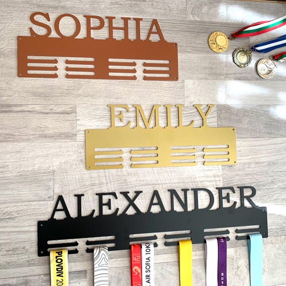 Custom Medal Holder with Name or Text, Sports Award Display Rack Medal Hanger for Athletes, Personalized Sports Medal Holder, Athletics Gift