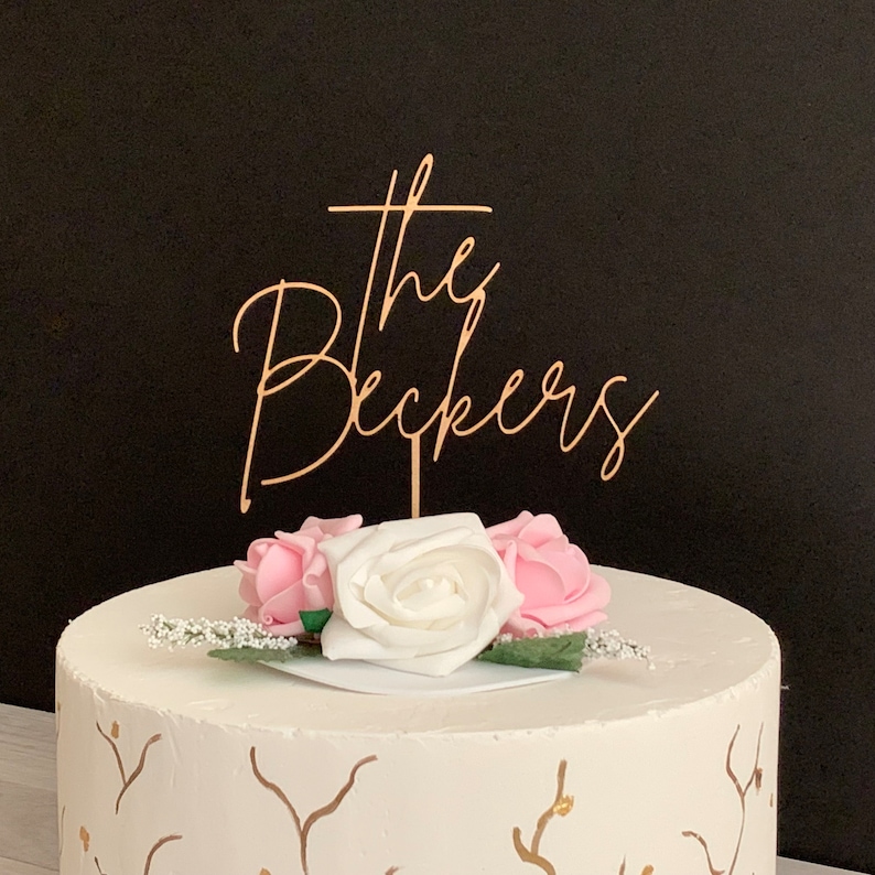 Personalized Last Name Wedding Topper, Custom Acrylic Surname Sign, Elegant Reception Cake Decor image 4