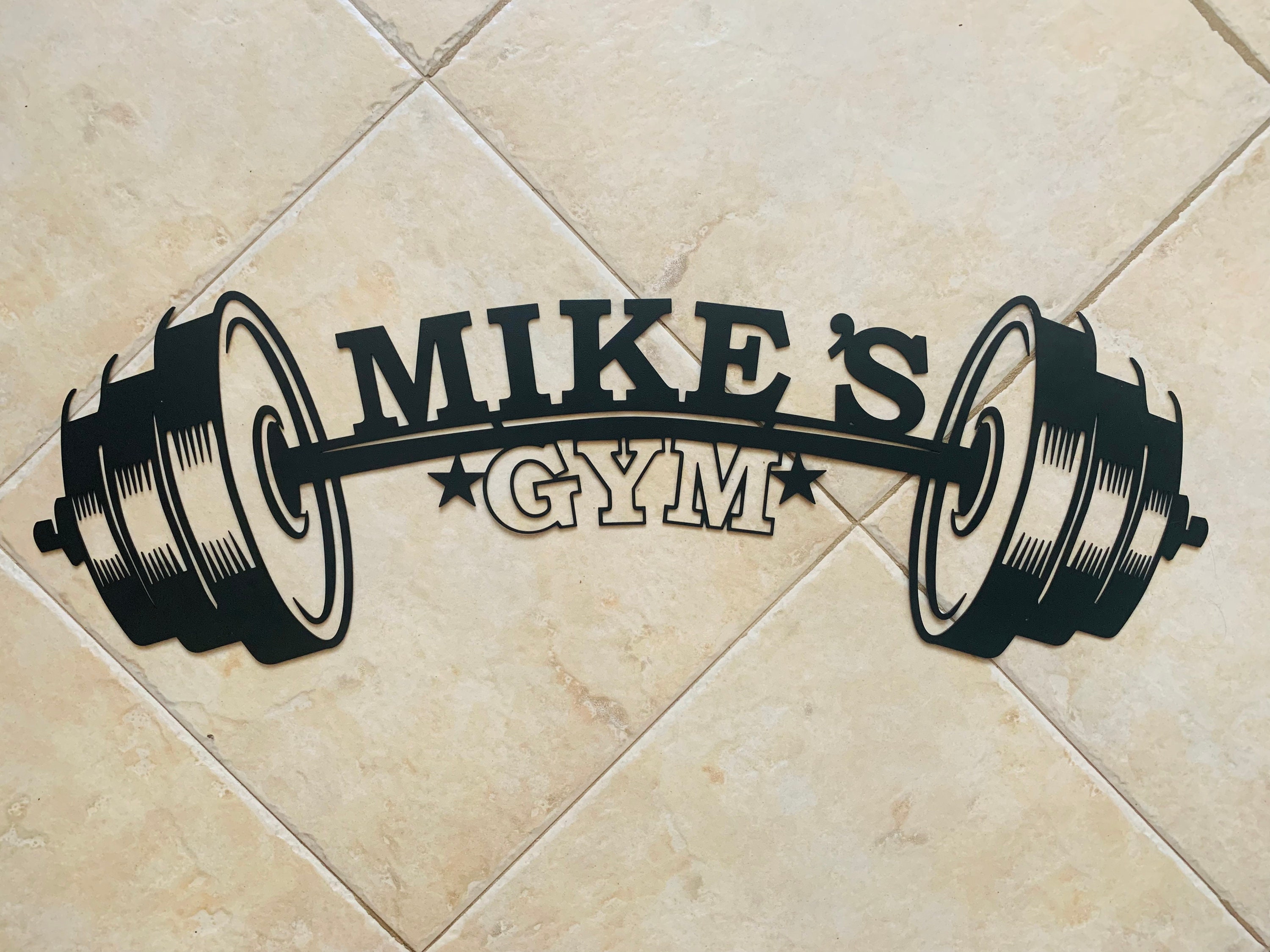Personalized Gym Metal Sign Custom Name Plaque Home Gym Sign Fitness Training Wall Art Bodybuilding Dad&#39;s Gym Workout Room Weight Lifting