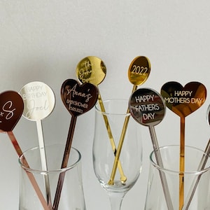 Personalized Heart Name Drink Stirrers Custom Swizzle Stir Sticks Happy Mothers Day Birthday Table Decor Weddings, Engagement, Baby Showers image 8