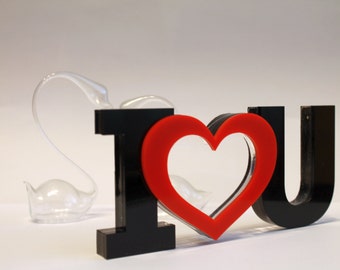 Personalised Acrylic Photo Bloc Hearts Valentine Poison Present4 x 6" Pouces