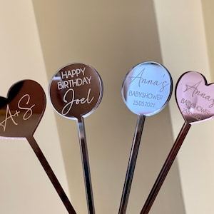 Personalized Heart Name Drink Stirrers Custom Swizzle Stir Sticks Happy Mothers Day Birthday Table Decor Weddings, Engagement, Baby Showers image 5