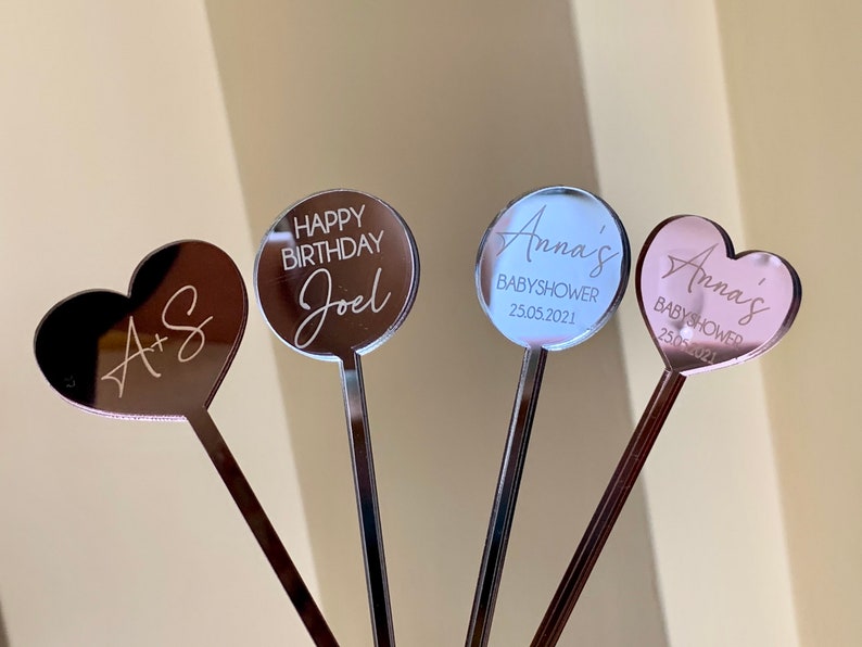 Personalized Heart Name Drink Stirrers Custom Swizzle Stir Sticks Happy Mothers Day Birthday Table Decor Weddings, Engagement, Baby Showers image 5