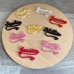 Personalized Wine Glass Charms with Heart Custom Wedding Name Tags for Glasses Cocktail Names Hanging Drink Markers Seating Chart Drink Tags image 9