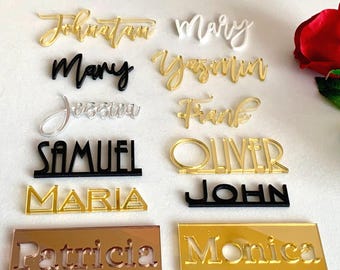 Personalized Acrylic Laser Cut Names for Wedding, Custom Place Cards Name Setting, Guest Name Tags