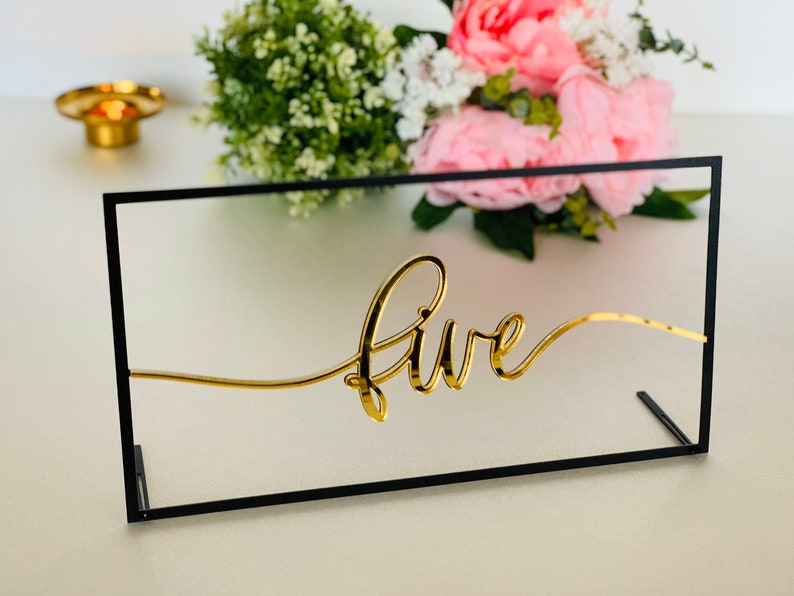 Wedding Table Numbers Script Table Number Holders Reception Decor Wedding Signs Calligraphy Modern Centerpieces Elegant Decorations image 1