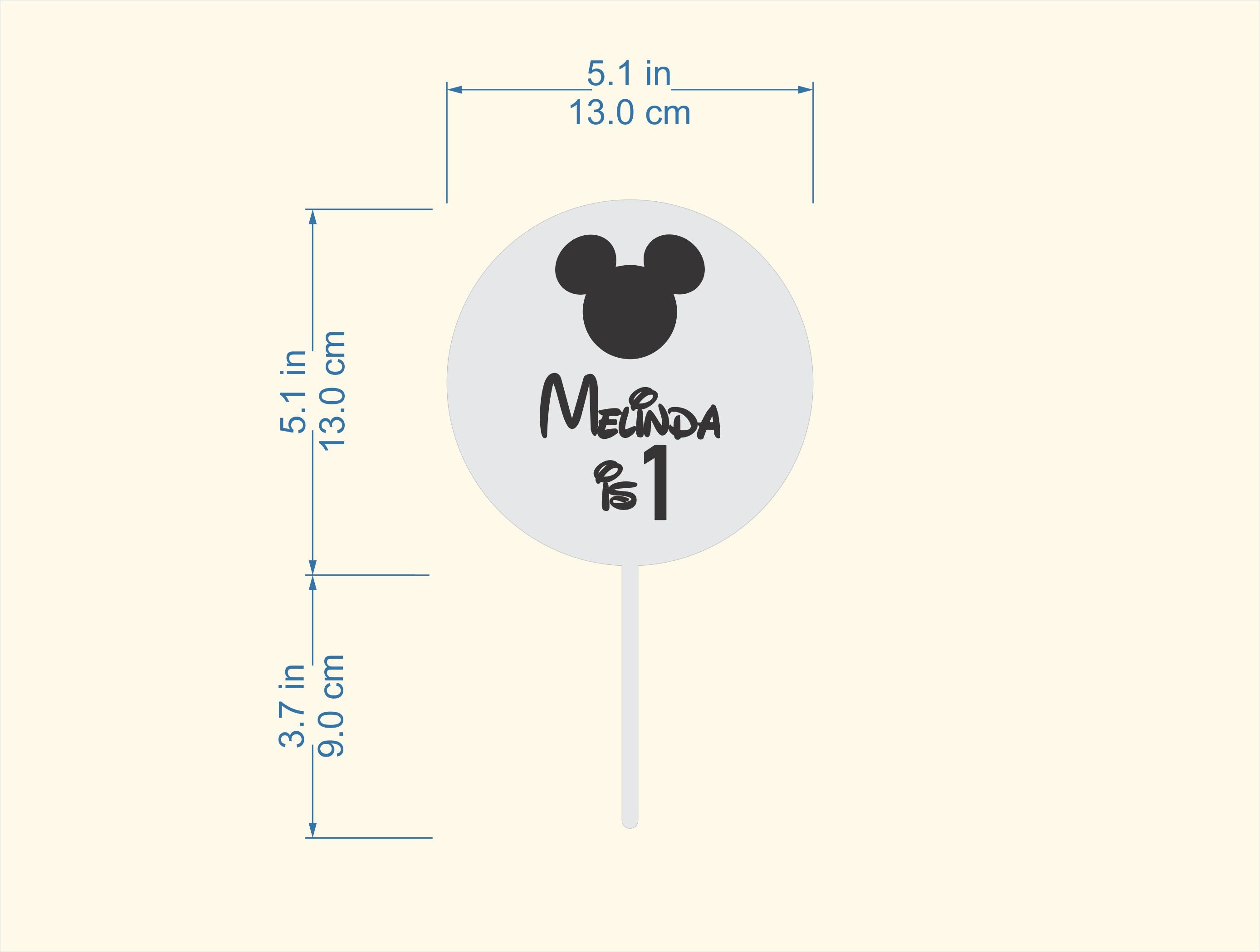 Printable Mickey Mouse Birthday Cake Topper. Custom Name & Age