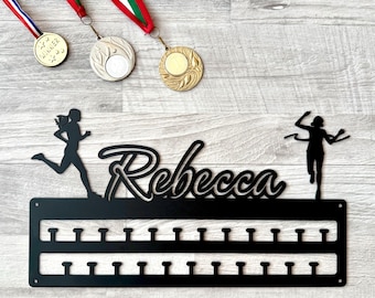 Personalized Running Medal Holder, Custom Medal Display Rack with Male or Female Figure