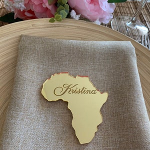 Personalized Laser Cut Country Shape Custom Engraved Names Wedding Favor Table Seating Place Cards Africa Custom Ornament State Cutout Shape image 8