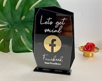 Personalized Facebook Name Sign Social Media Signage Network Your Username Internet Information Custom Business Table Sign up for Facebook