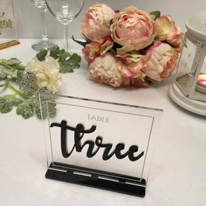 Wedding Table Numbers Reception Custom Signs Modern Centerpiece Laser Cut Acrylic Clear Table Numbers Freestanding Event Decorations