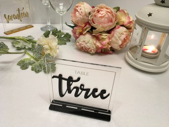 Wedding Table Numbers Reception Custom Signs Modern Centerpiece Laser Cut Acrylic Clear Table Numbers Freestanding Event Decorations