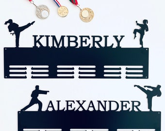 Custom Taekwondo Medal Holder, Personalized Metal Display Rack, Jiu Jitsu & Karate Gift for Athletes