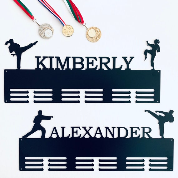 Personalized Taekwondo Medal Holder Custom Design Metal Hanger Sports Medal Display Rack Awards Male or Female Men or Women Karate Jiu Jitsu