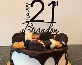 Happy Birthday Acrylic Cake Topper Number 21  For 21st Birthday Party Dec YM6K 