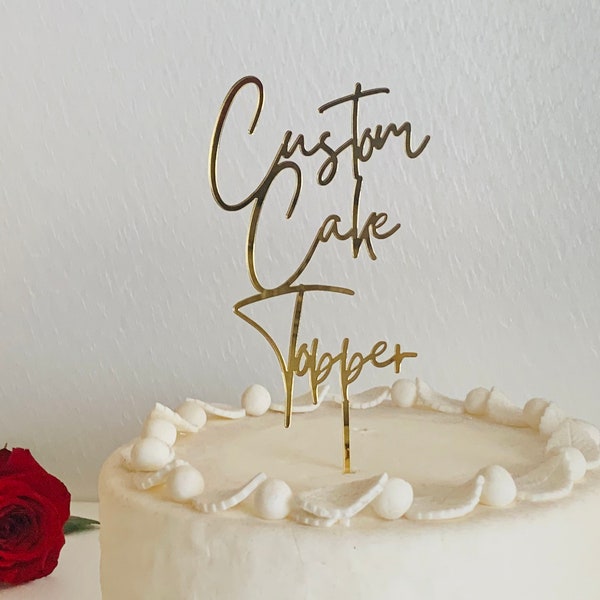 Personalized Wedding Cake Topper Mr & Mrs Custom Design Your Text Here Happy Birthday Event Baby Name Bridal Shower, Business Logo, Any Text