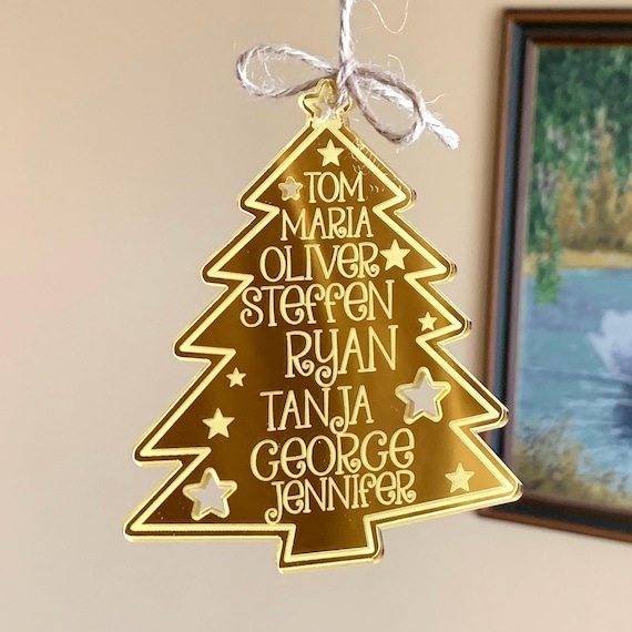 Personalized Family Name Ornament Christmas Tree Decorations Custom Family Members 2025 Christmas Gift for Mom, Dad, Acrylic or Wood Baubles