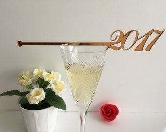 Happy New Year 2024 Party Champagne Stirrers New Year Party Decorations 2023 Personalized Holiday Swizzle Stick New Year's Eve Xmas Cocktail