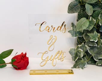 Custom Cards and Gifts Table Sign - Personalized Acrylic Wedding Sign - 29 Available Fonts