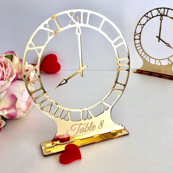 Wedding Table Numbers - Laser Cut Clock - Engraved Freestanding Number Holders - Elegant Reception Decor - Modern Signs - Table Centerpieces