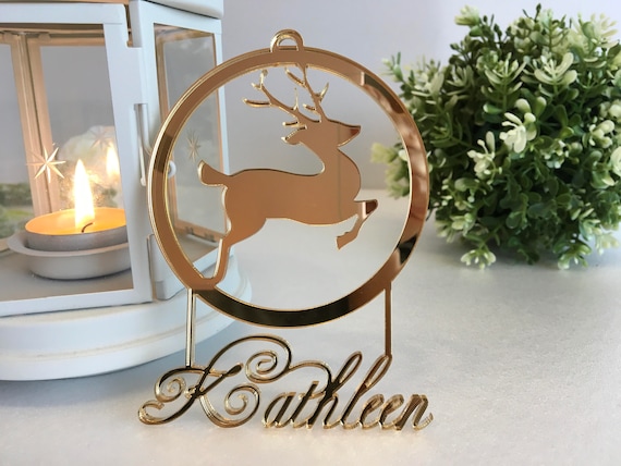 Personalised deer Christmas baubles Custom name gift Reindeer ornament Name tree decorations Christmas Gift Baby's first Christmas