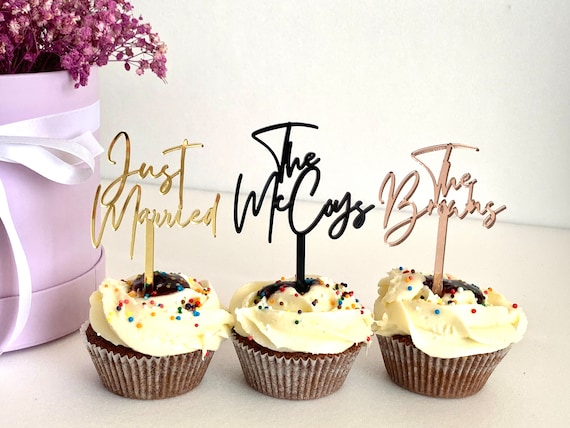 Personalized Name Cupcake Toppers Custom Wedding Drink Stirrers Birthday Picks Hand Lettered Swizzle Stir Stick Table Centerpiece Food Picks