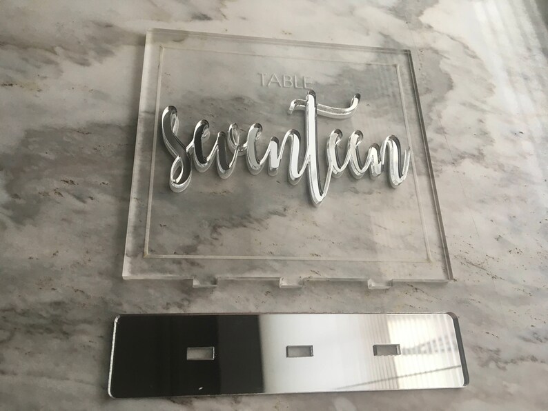 Silver Mirror Wedding Table Number Holders Laser Cut Clear Etsy