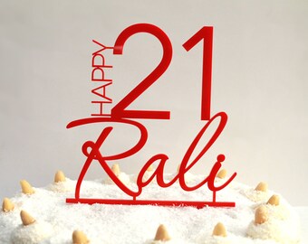 Happy 21st Birthday Cake Topper 21st birthday party Personalised Topper with Age Name Customized Birthday Cake Topper 21th Party Decorations