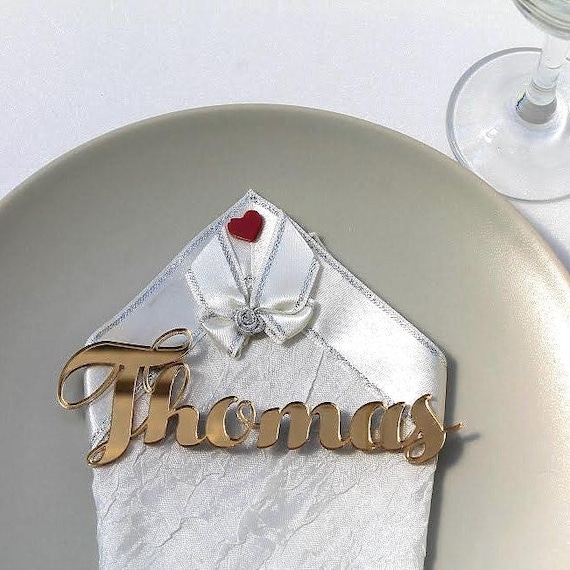 Gold Mirror Acrylic place cards Laser cut names Custom wedding signs Personalized wedding centerpiece Party guest names Place table name tag
