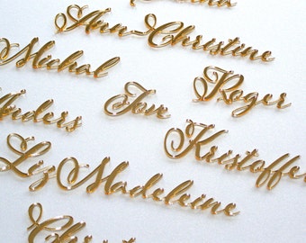 Laser cut names Calligraphy names Personalized wedding place cards Custom table names Wedding name tags Elegant Wedding Place name setting