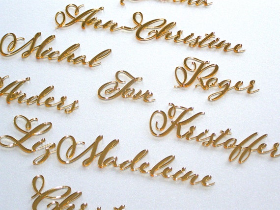 Laser cut names Calligraphy names Personalized wedding place cards Custom table names Wedding name tags Elegant Wedding Place name setting
