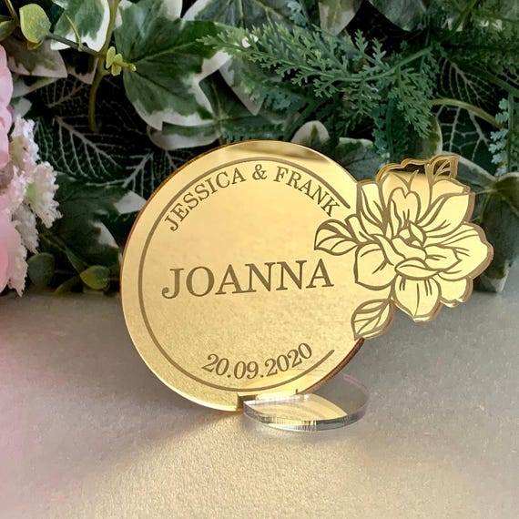 Personalized Acrylic Place Cards Bride & Groom Custom Names and Wedding Date Engraved Guest Names Mirrored Invitations Place Name Settings