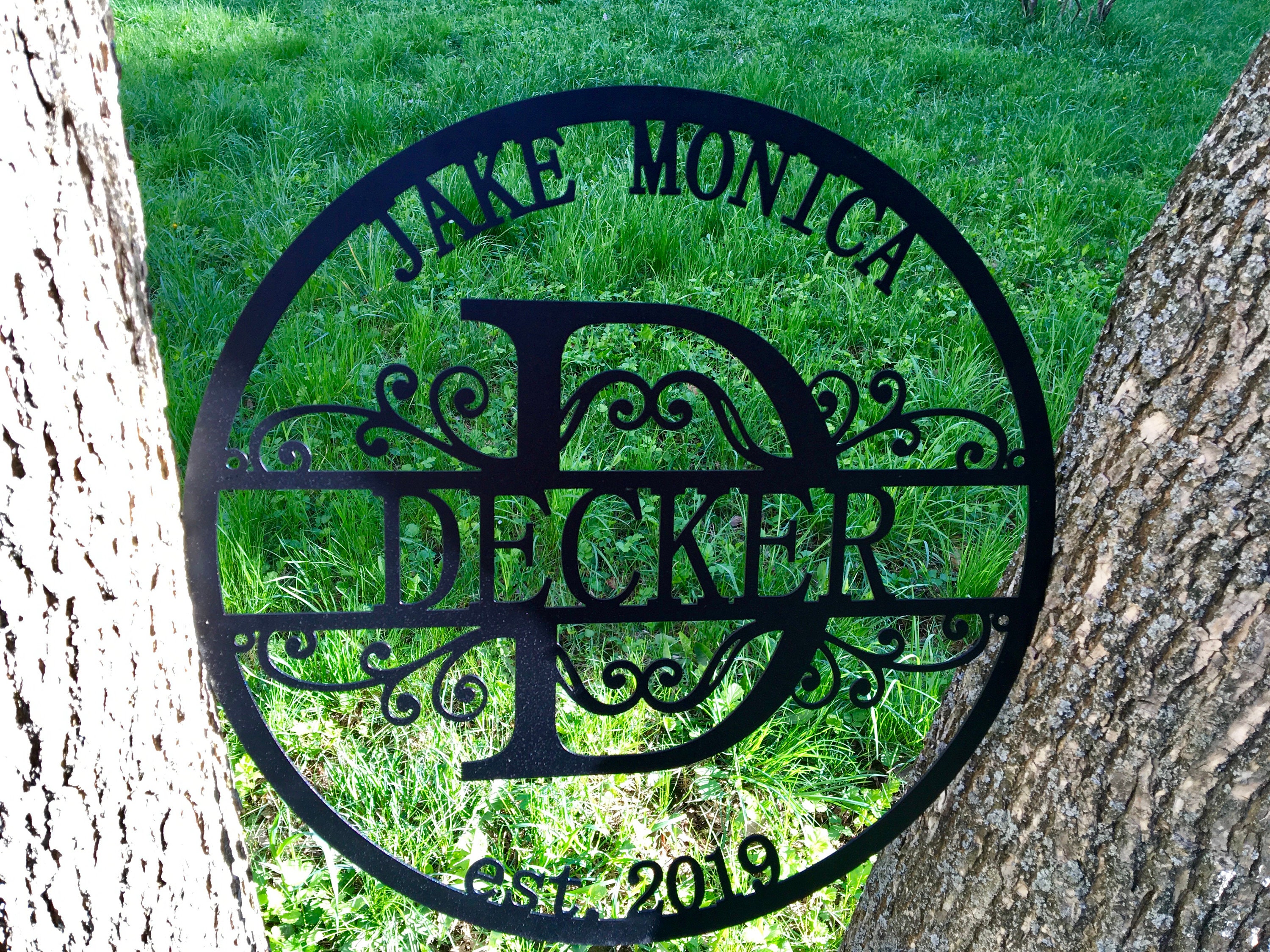 Personalized Last Name Metal Outdoor Sign Monogram Garden Door Etsy