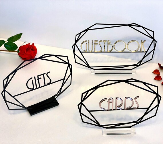 Guestbook Gifts and Cards Table Signs, Bundle Package Custom Metal Wedding Signs Set Unique Freestanding Reception Decor Parties and Events