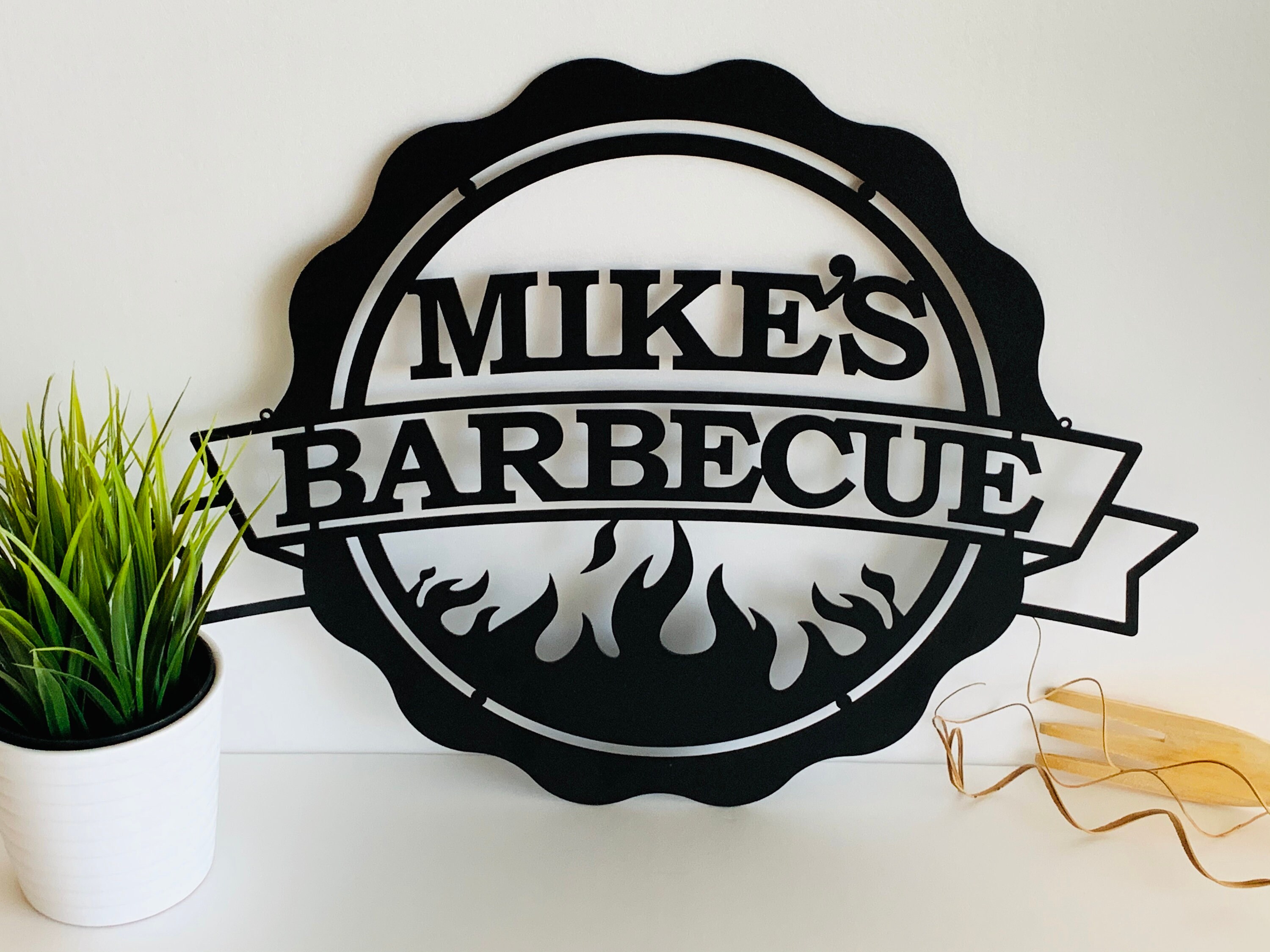 Personalized BBQ Sign Custom Name Barbecue Patio Sign Garden Outdoor