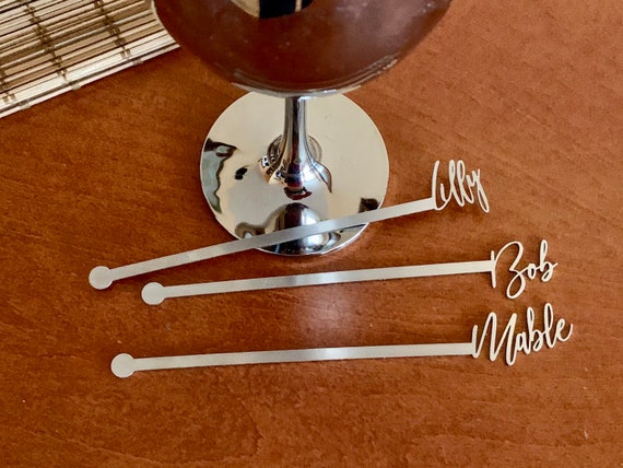 Custom metal drink stirrers -  Stainless steel - Personalized metal swizzle stir sticks - Birthday cocktail accessories - Anniversary decor