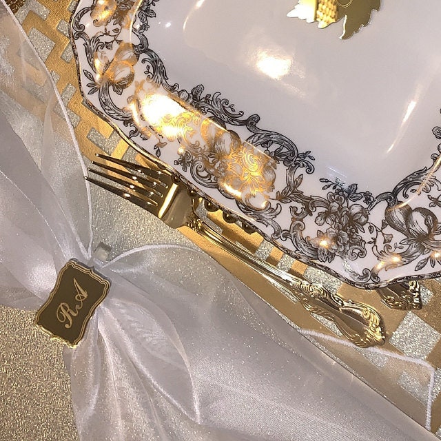 Personalized Luxury Napkin Ring Holders Custom Engraved Initial Wedding