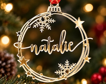 Personalized Christmas Tree Ornament, Custom Name, Modern Xmas Bauble, Holiday Decor