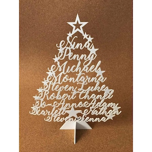 Personalized Christmas Tree Family Name Ornament Laser Cut Names Xmas Tree Plaque Freestanding Custom sign Family Names Christmas Decoration