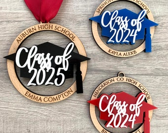 Personalized Graduation Name Ornament Class of 2024 Custom Xmas Gift for Senior Engraved Bauble College Graduate High School Grad University